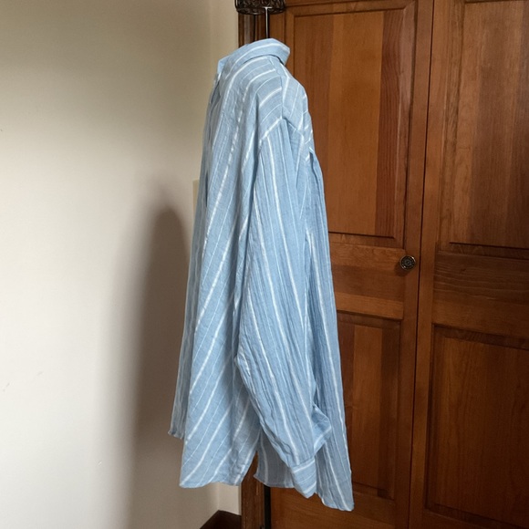 Eden and Olivia Blue Striped Button-Up Shirt, 3X New - Picture 2 of 7